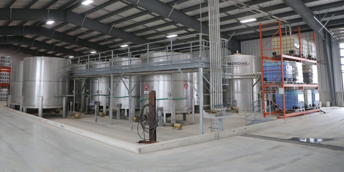 Interior view of the new fertilizer mixing facility